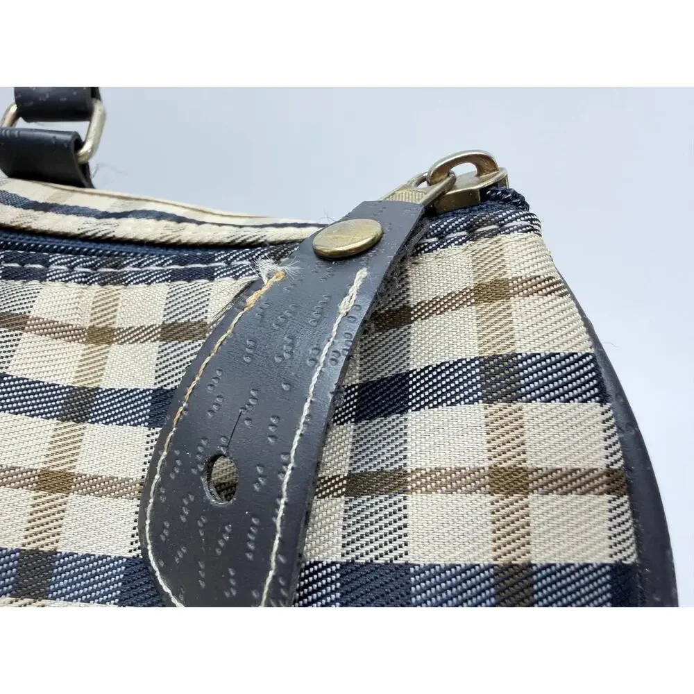 Vintage Toledano Plaid Duffle Bag Double Handle Travel Luggage Made in Korea
